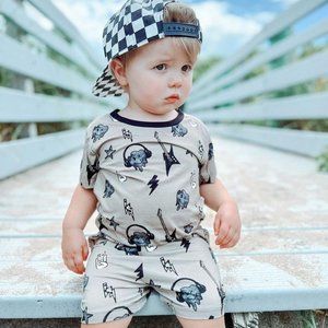 Rock n Roll Kids Bamboo Pajama Daywear Short Set | Music | Rockstar | Children